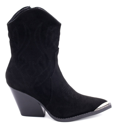 Bota Vaquera De Tacon Casual Mujer Hanna Mx The Rodeo Black