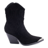 Bota Vaquera De Tacon Casual Mujer Hanna Mx The Rodeo Black