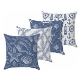 Kit 4 Almofadas Cheias 40x40 Cm Decoração Nautica Md8011