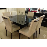 Mesa Jantar Retangular Em Mdf Laca Preto Brilho 90x90