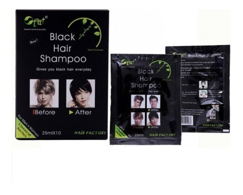 Shampoo Tinte  Pinta Canas En 5 Min - Black Hair  X Unidad