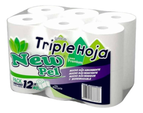 Papel Higiénico New Pel Triple Hoja 40m X12 Rollos