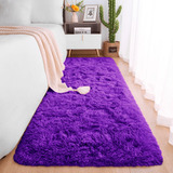 Passadeira Quarto Felpudo Peludo Roxo 60 X 180 Cm