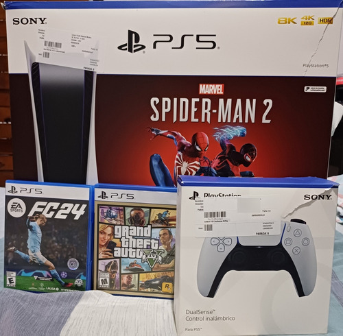 Consola Ps5 825gb+ 2 Controles Dualsense+3 Juegos+regulador