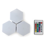 Lampara Led Touch Hexagonal Colores Control Remoto