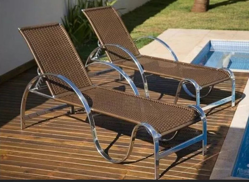 Cadeira De Tomar Sol Caracol Aluminio Fibra Sintetica Kit 2