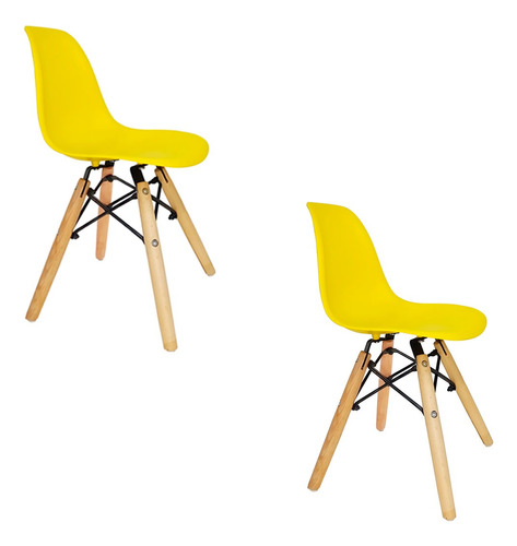 Kit 2 Cadeiras Infantis Charles Eames Eiffel Wood Kids Sala