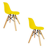 Kit 2 Cadeiras Infantis Charles Eames Eiffel Wood Kids Sala