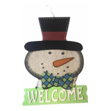 Enfeite Para Porta Em Mdf Guirlanda Boneco De Neve Welcome