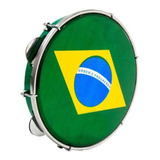 Pandeiro Luen 10 Profissional Pele Bandeira Aro Abs 