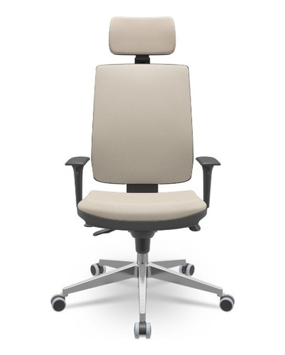 Cadeira Presidente Brizza Soft Slider Aluminio Vinil Bege