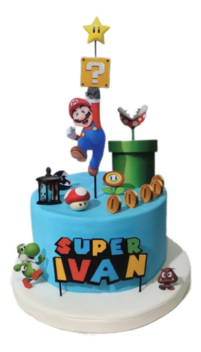 Adorno Torta Mario Bross Impresión Más Porcelana Fría 