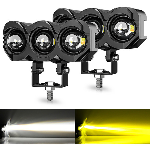 Par Faros Lupa 120w Doble Color Para Auto Moto Exploradoras