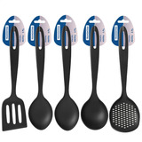 Jogo Cozinha Utensílios Tramontina Ability Nylon Preto 05 Pç