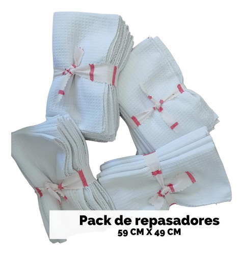 Pack De 6 Repasadores De Cocina Nido De Abeja Blancos