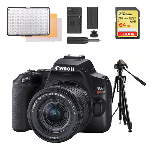 Combo Vídeo Canon Sl3 C/ Iluminador Led, Tripé E Cartão 64gb