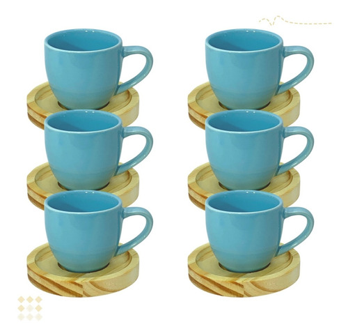 Jogo Xicaras Colorida Porcelana Cafe Expresso 95ml 12 Peças