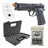 Kit Pistola De Airsoft Kwc M92 Beretta Spring Acessorios +