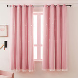 Cortinas Rosas Para Dormitorio De Niñas, 2 Paneles Recortado