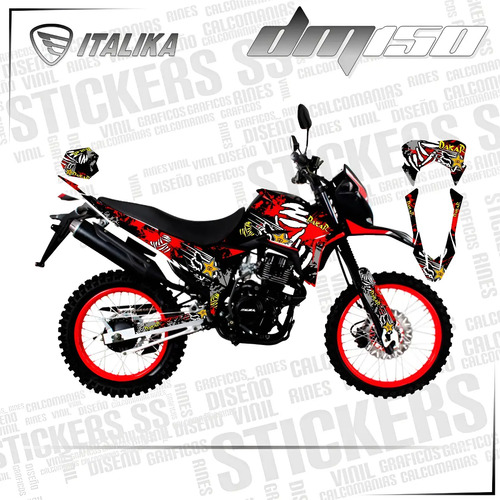 Kit Stickers Dm150 2018 Graficos Vinil Italika Ss Wrapping | Meses sin interés