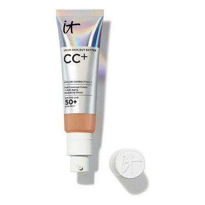 It Cosmetics CC Cream con Protector Solar FPS 50+ - Base de Maquillaje Correctora de Cobertura Completa, 7 en 1 con Suero Hidratante, Vitamina E y Niacinamida, 32 ml, Tan | Meses sin interés