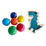 Bolas De Arcoíris De Madera Montessori Para Dinosaurio Azul