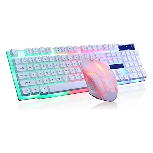 Combo Teclado + Mouse Luz Led Blanco