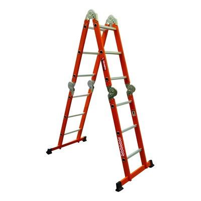 Escalera de acero Peldaños multipropósito 12 peldaños 3.54m naranja | Envío gratis