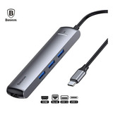 Baseus Adaptador Hub 3.0 Usb-c 4k Hdmi Rj45 6 En 1  Aluminio