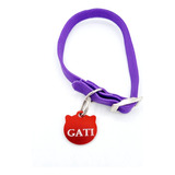 Chapita Gatos Con Cara De Gato Roja + Collar 1cm Elastizado