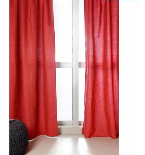 Cortinas Living Comedor Rafia Rojo 