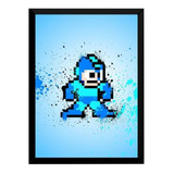 Quadro Pixel Arte Mega Man Decoração Moldurada.