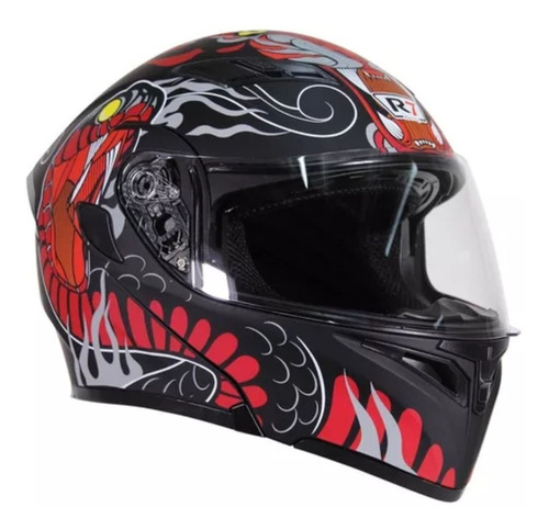 Casco R7 Abatible Unscarred Snake Rojo Mate Xxl G148