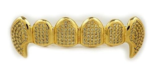 Grills Para Dientes - Oro De 18 Quilates Canary Cz Vampire D