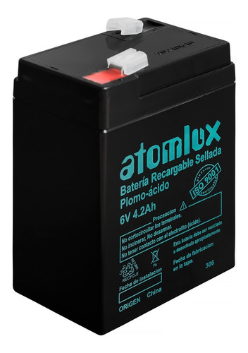 Bateria Gel Recargable Atomlux 6v 4,2ah Luz Emergencia Ups