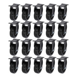 Kit De 20 Ruedas Pvc De 3 Pul Fijas Sin Freno, Negro