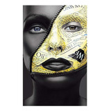 Vinilo 50x75cm Mujer Oro Cara Maquillada Con Collage M2