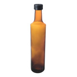Botella Vidrio Aceite 500 Cc Redonda Ambar Tapa Inserto X 6u