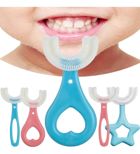 Escova Dentes Infantil Bebê Formato De U 360 Banho Higiene