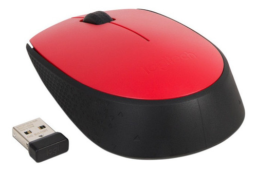 Mouse Óptico Inalámbrico Logitech M170, Usb. Color Rojo.