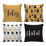 Kit 4 Capas De Almofadas Decoração Fim De Ano Natal 40cm