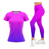 Kit Calça Legging Camiseta Feminina Degrade