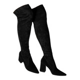 Botas Bucaneras Elastizadas  Mujer Gamuzadas Taco Palo 9 Cm