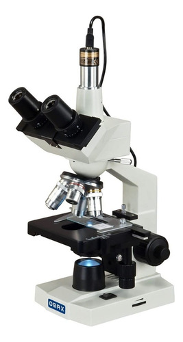 Microscopio Biológico Trinocular Omax 40x-2500x Con Cámara Color Blanco