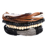 Pulsera Cuero Hombre Set Manilla X 4