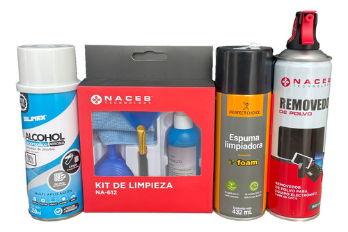 Kit Limpieza Pc 4 Pz Aire Comprim Microfibra Alcohol Isopro