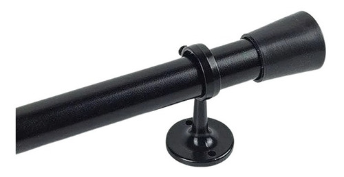 Kit Barral Para Cortina Metalico Negro 21mm X 1,40 Mts 