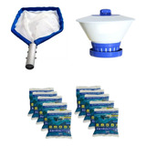 Kit Piscina 10 Pastilhas 5x1 +flutuador Margarida + Peneira 