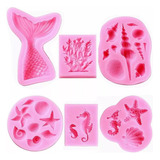 6pcs Molde Silicona Fondant Tema Marino