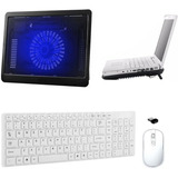 Teclado, Mouse E Suporte Cooler Para Notebook Hp - Branco